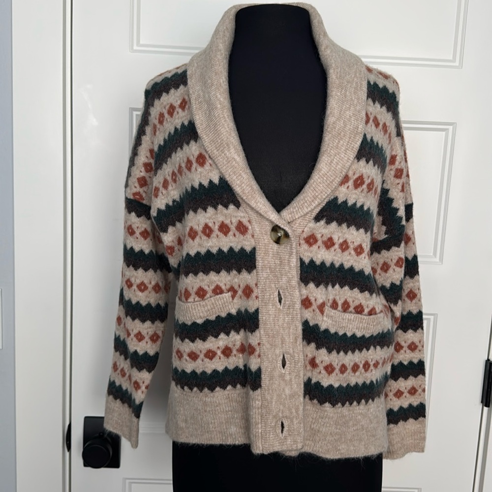 NWT Madewell Harland Fair Isle Cardigan Sweater in Sz X-Small - Picture 4 of 16